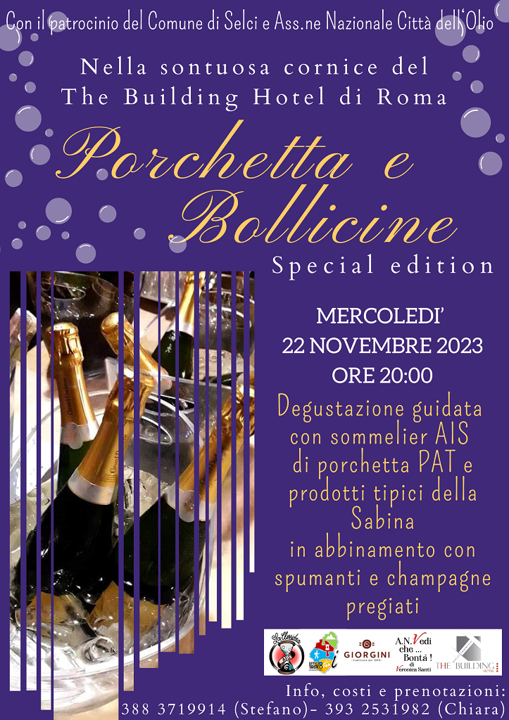 PORCHETTA E BOLLICINE – MERCOLEDI 22 NOVEMBRE 2023
